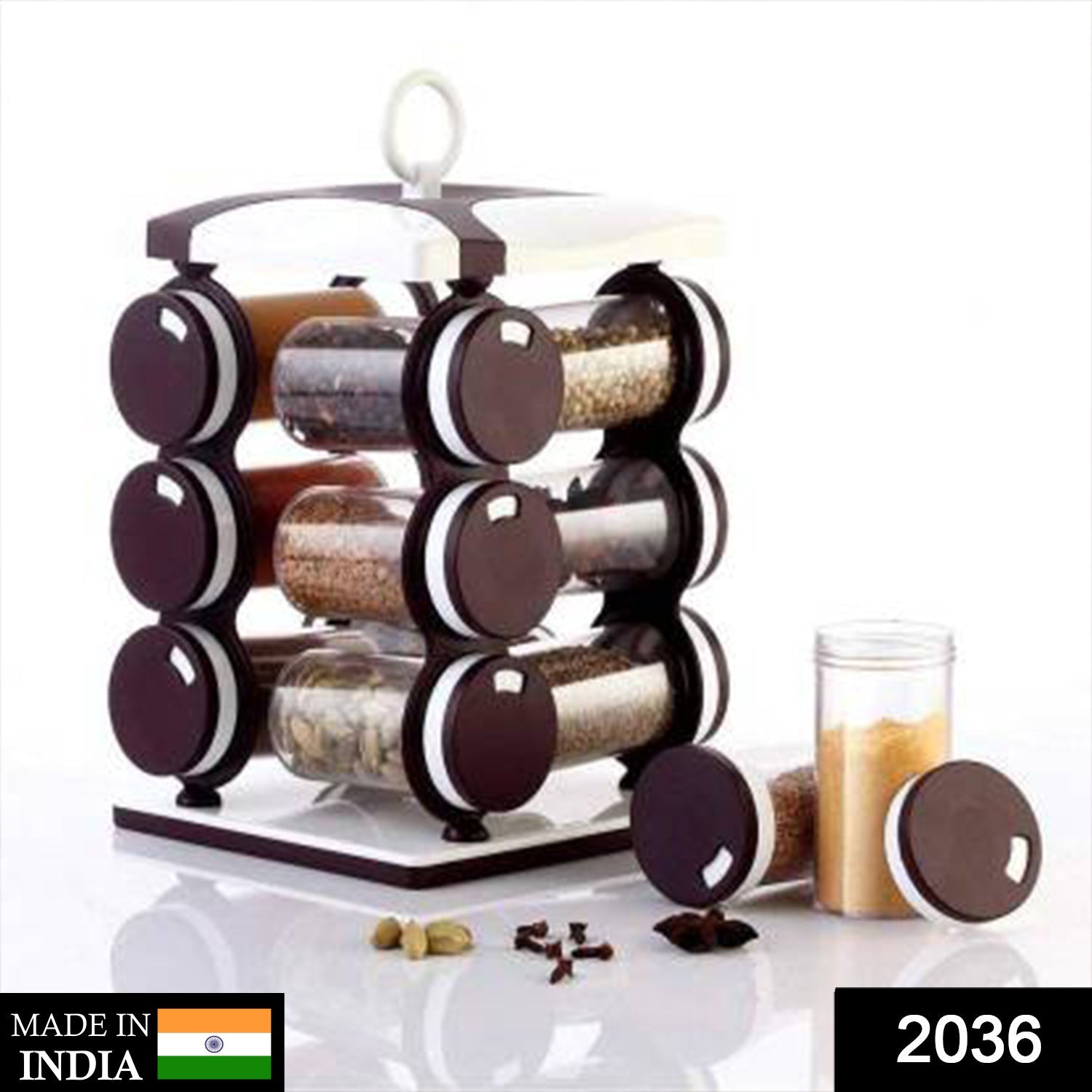 Spice Jar Set - Food Grade Plastic 12pcs Spice Jar (Brown Box) - Springkart 