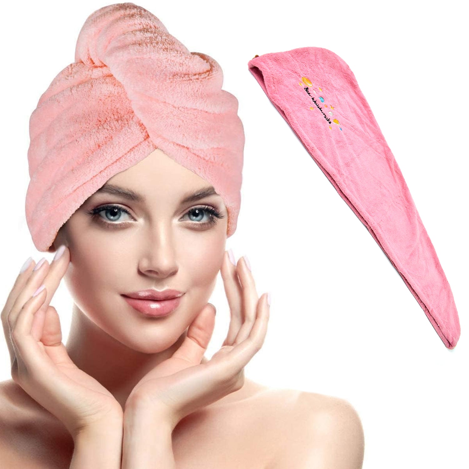 Microfiber Hair Wrap Towel Cap (1 Pc 63x23 Cm Mix Color) - Springkart 