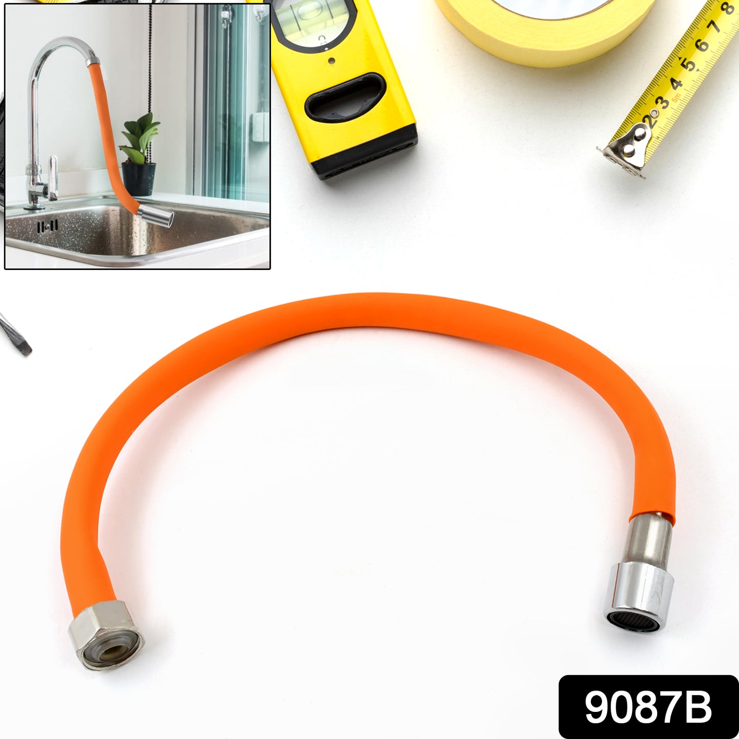 9087b Flexible Water Tap Extender Universal Foaming Extension Tube With Connector 360 Free Bending Faucet Extender Adjustable Sink Drain Extension (46cm) - Springkart 