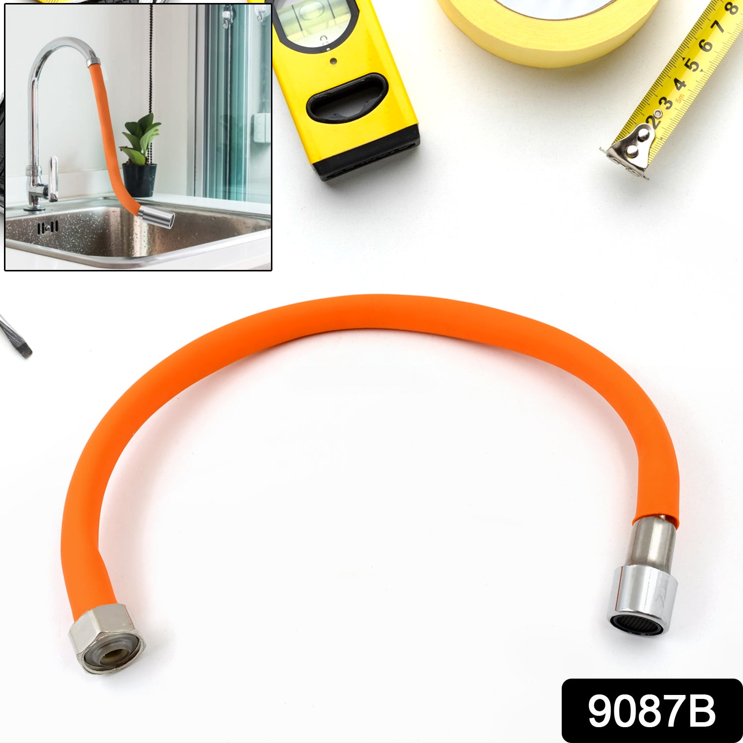 9087b Flexible Water Tap Extender Universal Foaming Extension Tube With Connector 360 Free Bending Faucet Extender Adjustable Sink Drain Extension (46cm) - Springkart 