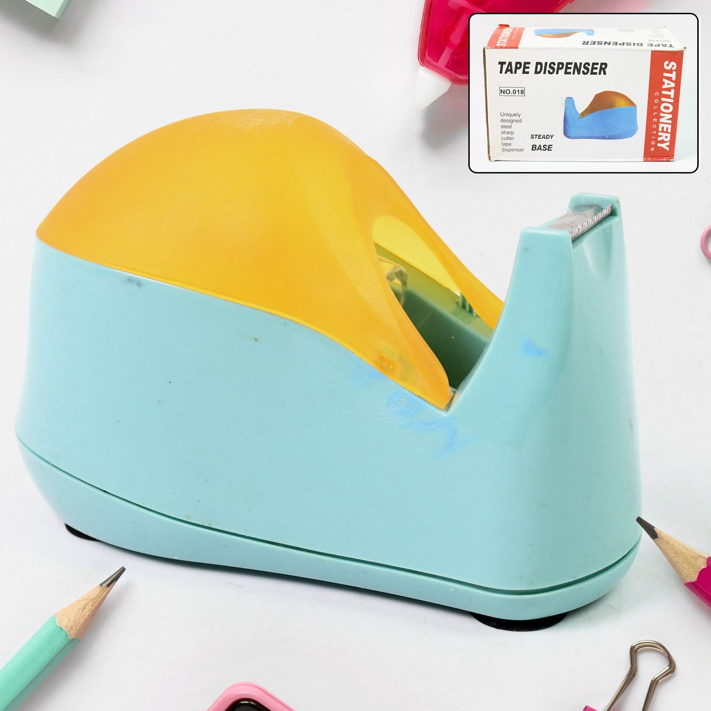 Plastic Tape Dispenser Cutter For Home Office Use (1 Pc) - Springkart 