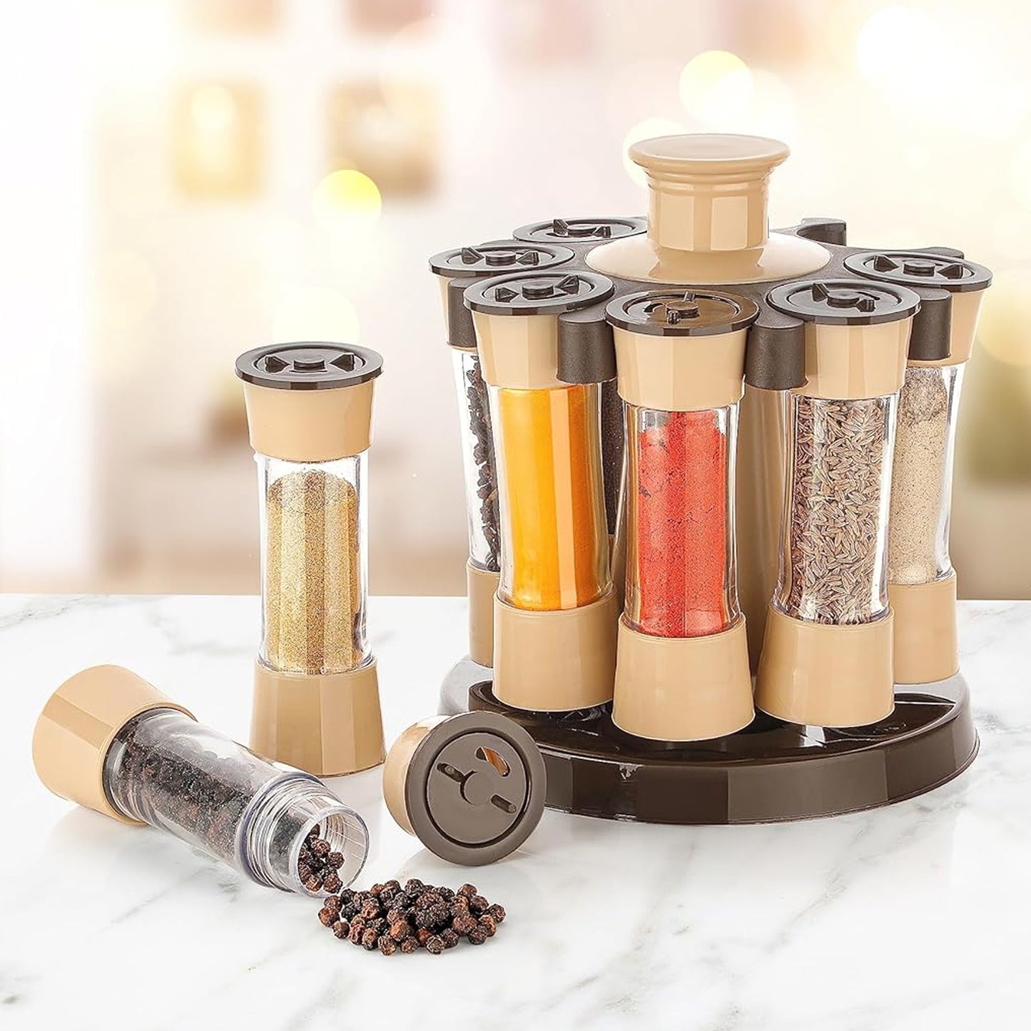 360 Revolving Spice Rack For Kitchen And Dining Table 8 Spice Jars - Springkart 