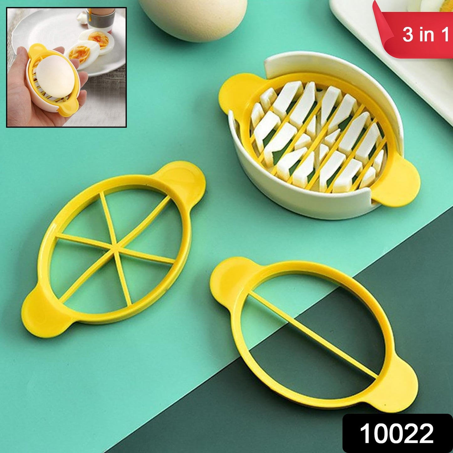 10022 Egg Slicer 3 In 1 Boiled Egg Slicer Egg Slicer Preserved Egg Slicer Home Restaurant Kitchen Tool (1 Pc) - Springkart 