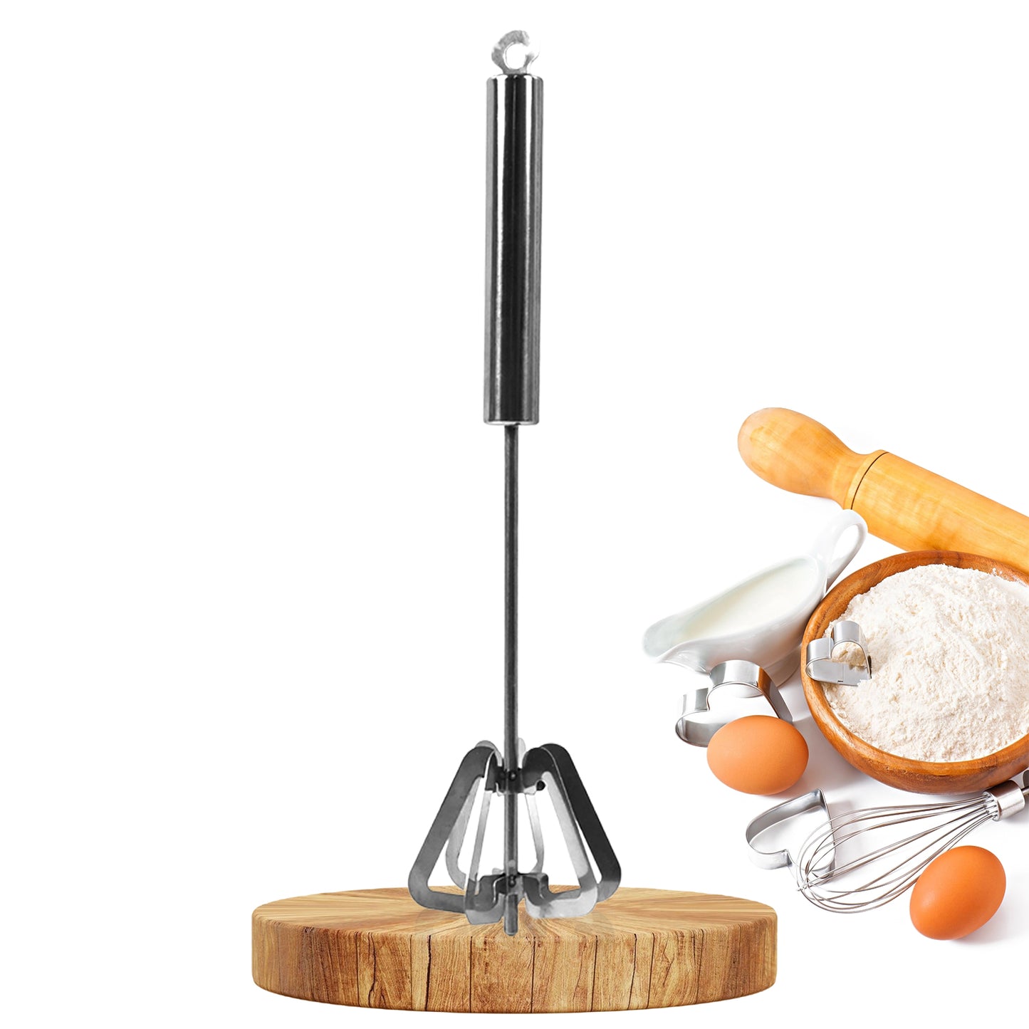 Hand Push Mixer Egg Whisk Stainless Steel Blender (1 Pc) - Springkart 
