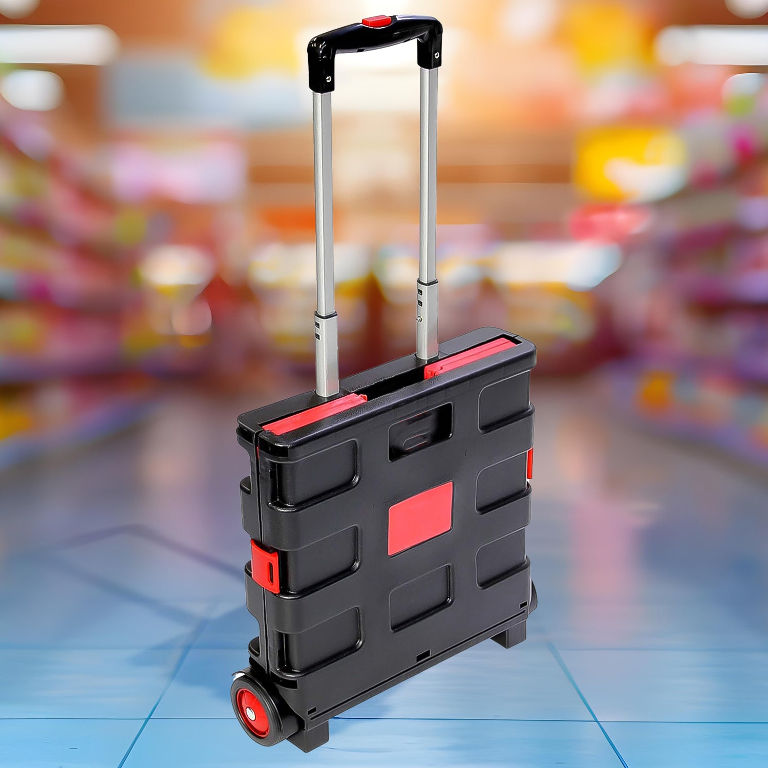 Foldable Shopping Grocery Trolley Cart Travel Portable Food Basket (1 Pc) - Springkart 