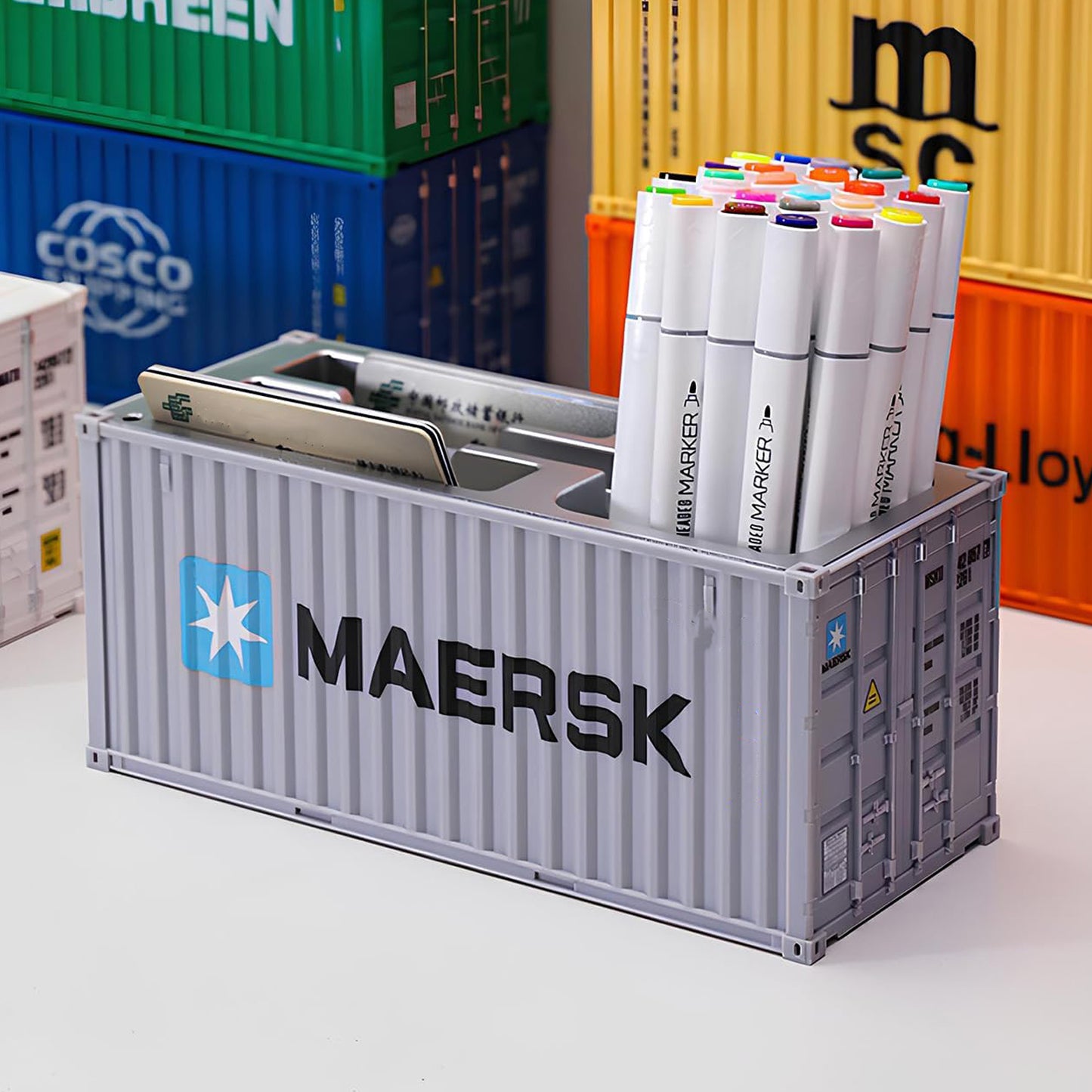 Container-style Multi-compartment Desk Organizer (1 Pc)