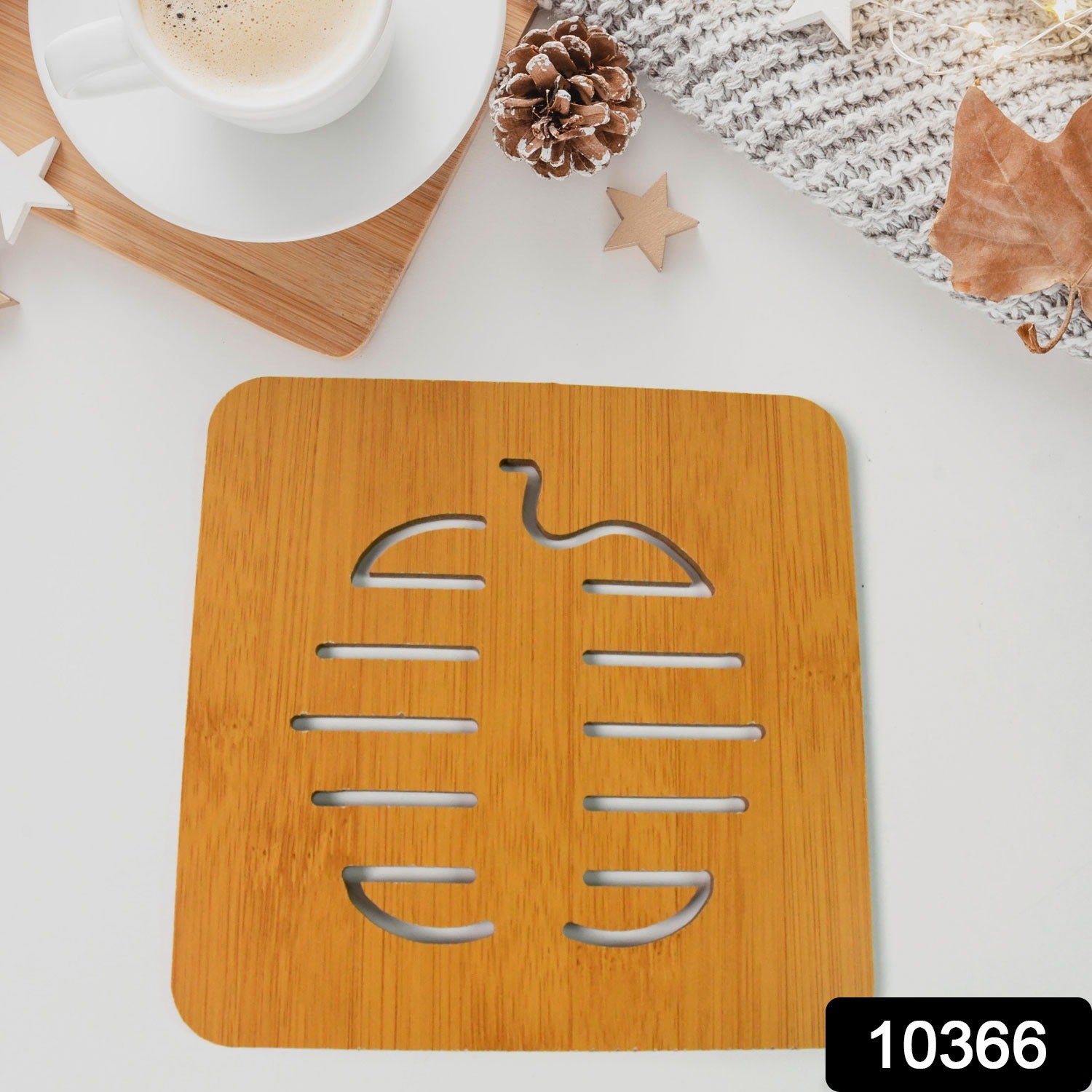 Square Bamboo Wood Table Place Mat Hot Pot Cup Mat Tea Coaster(1414 Cm 1 Pc) - Springkart 