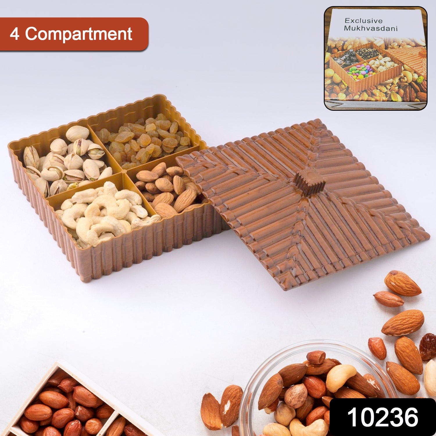 Plastic Multipurpose Dry Fruit Chocolates Mouth Box (1 Pc) - Springkart 