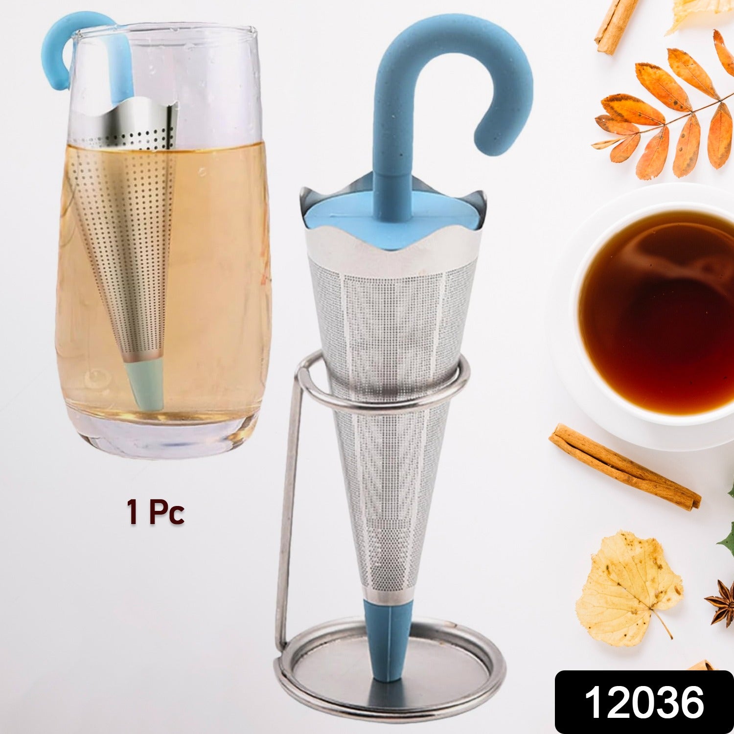 Reusable Cute Umbrella Tea Strainer With Tray Stand (1 Pc) - Springkart 