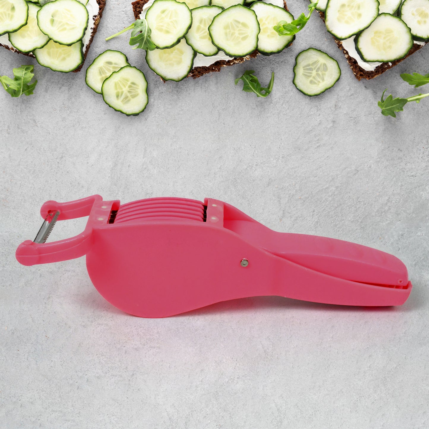 Plastic 2 In 1 Vegetable Fruit Multi Cutter 5 Blade Vegetable Cutter With Peeler (1 Pc Multicolor) - Springkart 