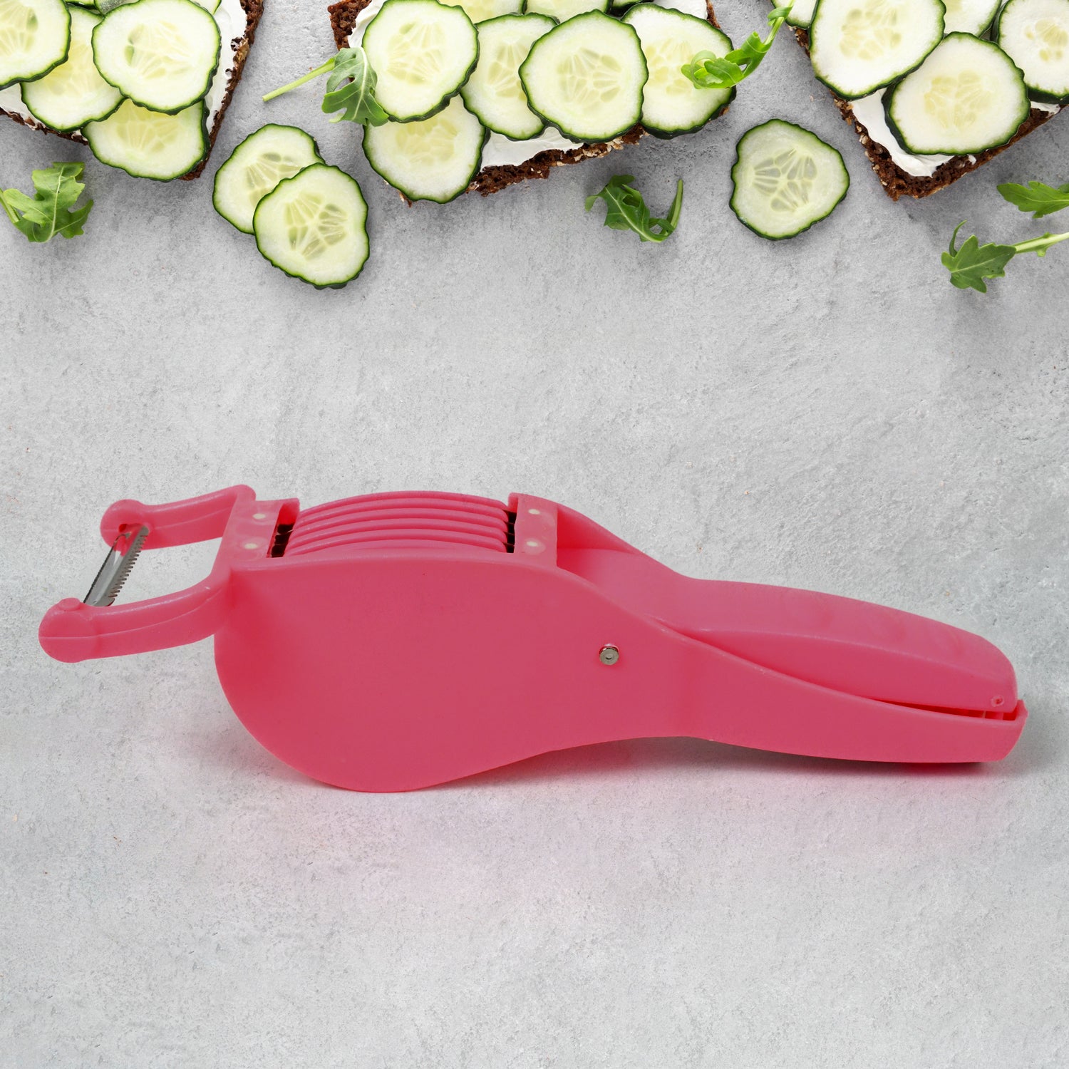 Plastic 2 In 1 Vegetable Fruit Multi Cutter 5 Blade Vegetable Cutter With Peeler (1 Pc Multicolor) - Springkart 