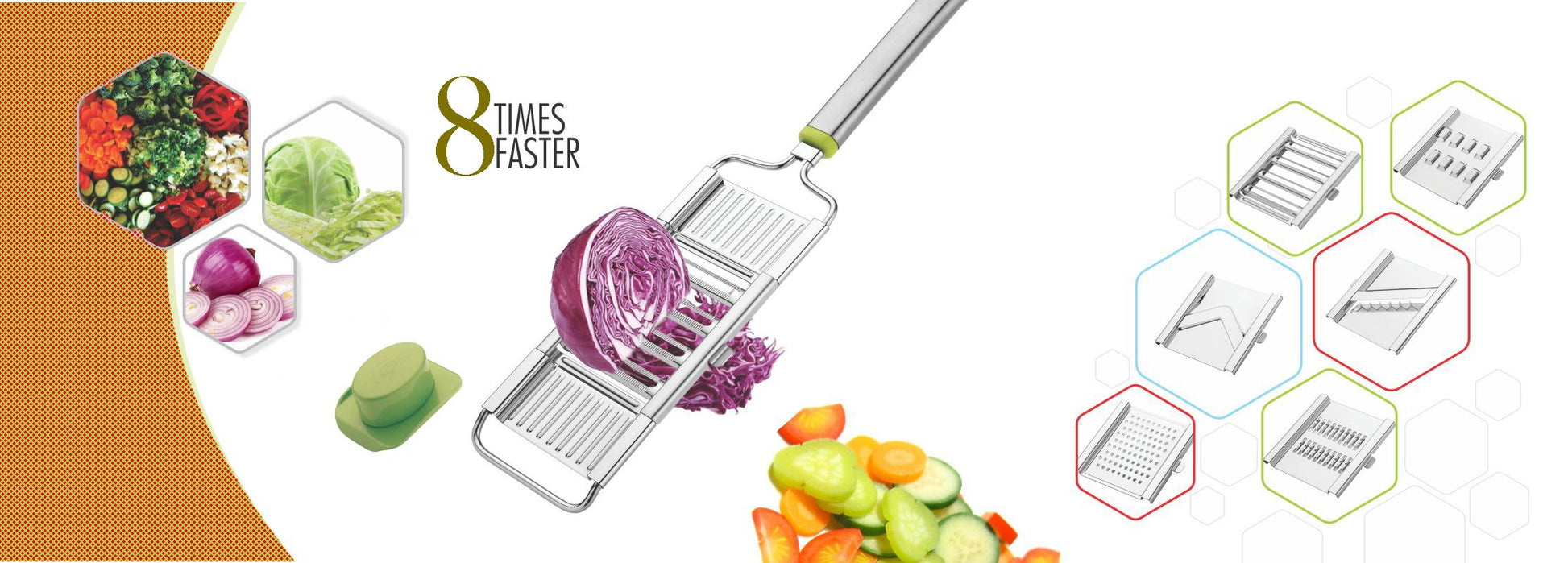 2142 6 In 1 Stainless Steel Kitchen Chips Chopper Cutter Slicer And Grater With Handle - Springkart 
