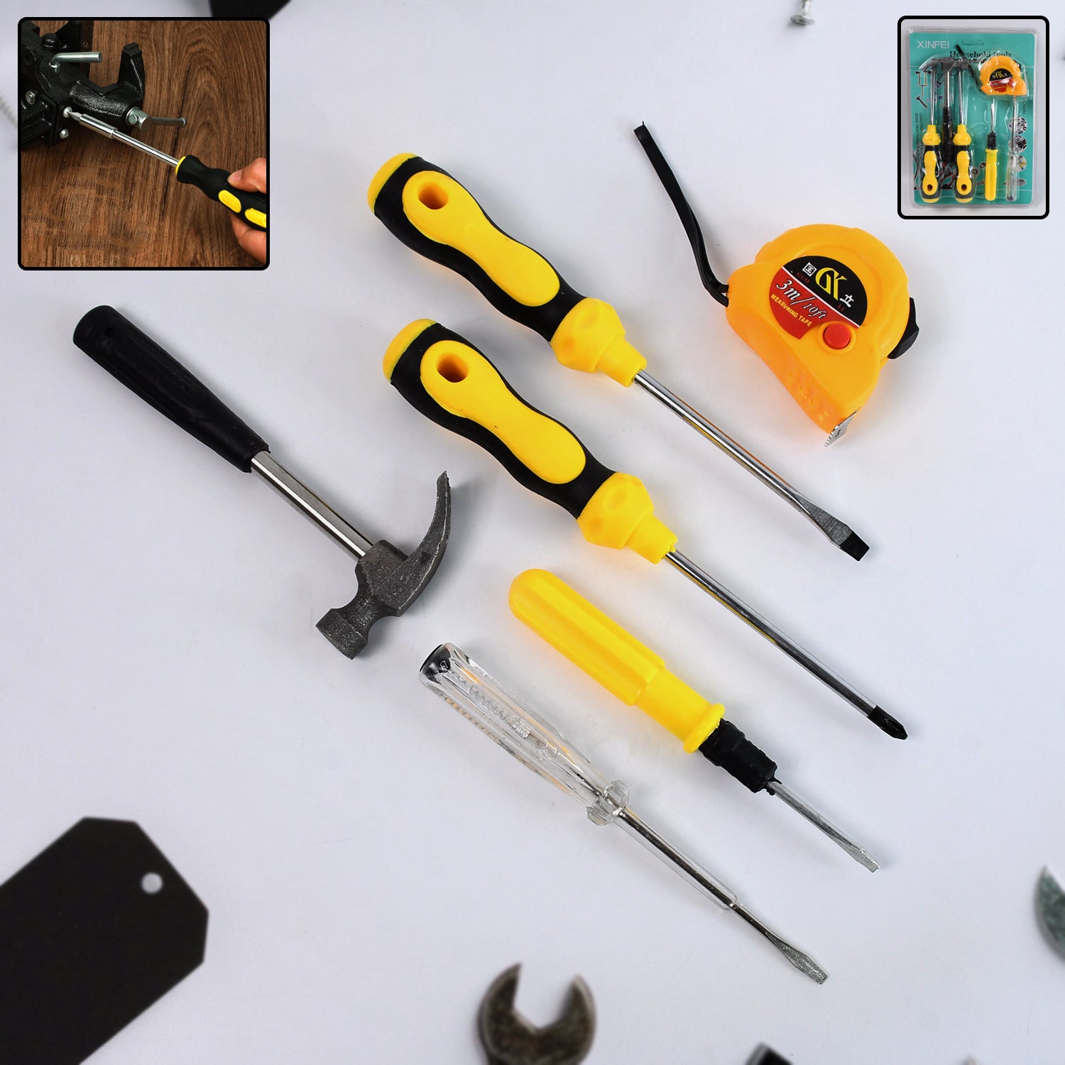 6 In 1 Hand Tool Kit Repair Home Screwdrivers Tool Kit With Tools Including Daily - Springkart 