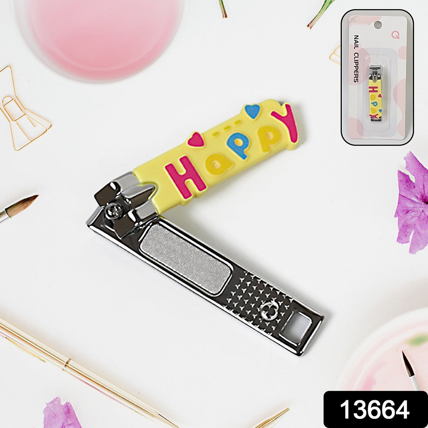 Cute Nail Clipper With Nail Catcher Nail File - Stainless Steel (1 Pc) - Springkart 