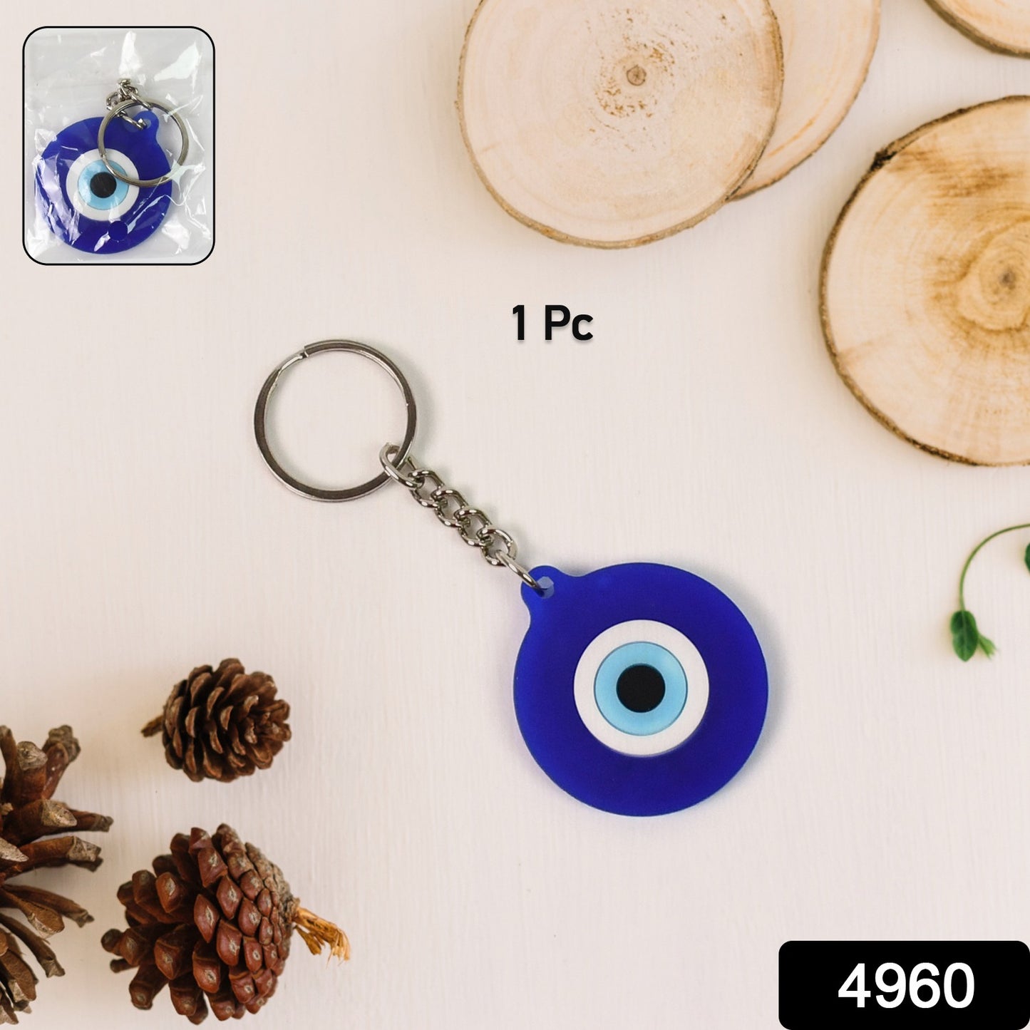 Evil Eye Rubber  Silicone Keychain (1 Pc  Blue Color)