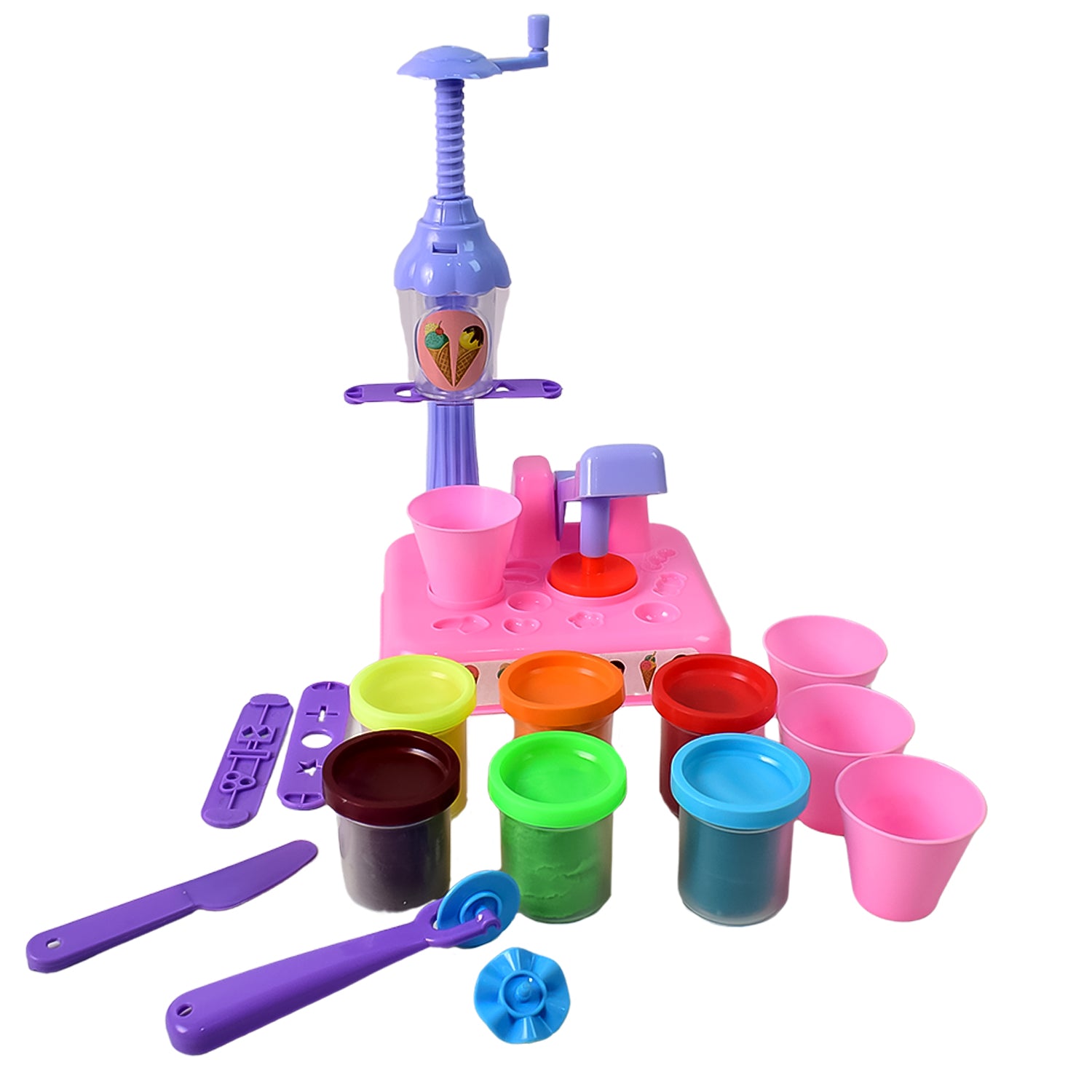 Scoop And Play Set Color Dough For Kids Play Toys Ice Cream Maker Machine (36 Pcs Set) - Springkart 