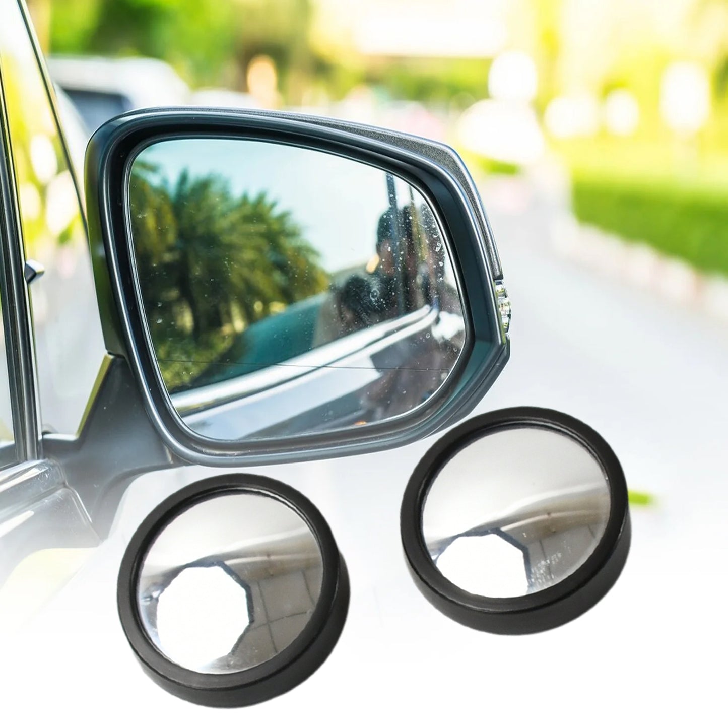 9538 Car Blind Spot Side Mirror Round Hd Glass Blindspot Mirror Convex Rear View Mirrorcar Mirror Accessories Suitable To All Cars Frameless Design (2 Pcs Set) - Springkart 