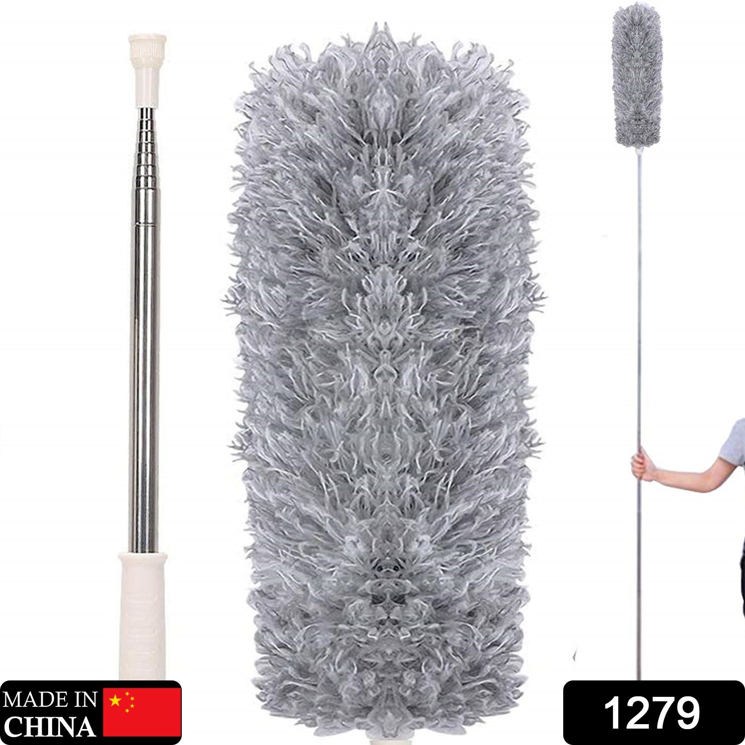 1279 Microfiber Dusters For Cleaning Telescoping Feather Duster With 100 Inches Extendable Handle Pole Dusting Cleaning Tools For Cleaning High Ceiling Ceiling Fan Blinds Cobwebs Furniture Cars - Springkart 