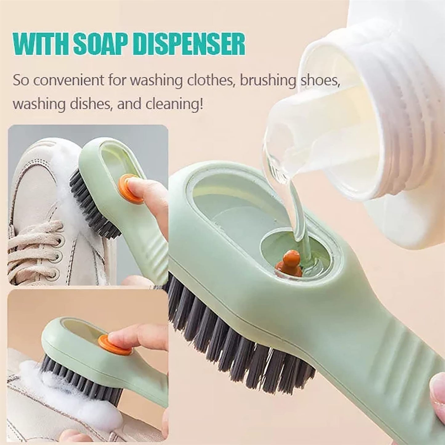 17928 Multifunctional Scrubbing Brush With Liquid Soap Dispenser Cleaning Brush With Liquid Soap Dispenser Shoe Brush For Cleaning Cloth Cleaning Brush With Handleliquid Shoe Brush For Shoe Clothes (1 Pc) - Springkart 