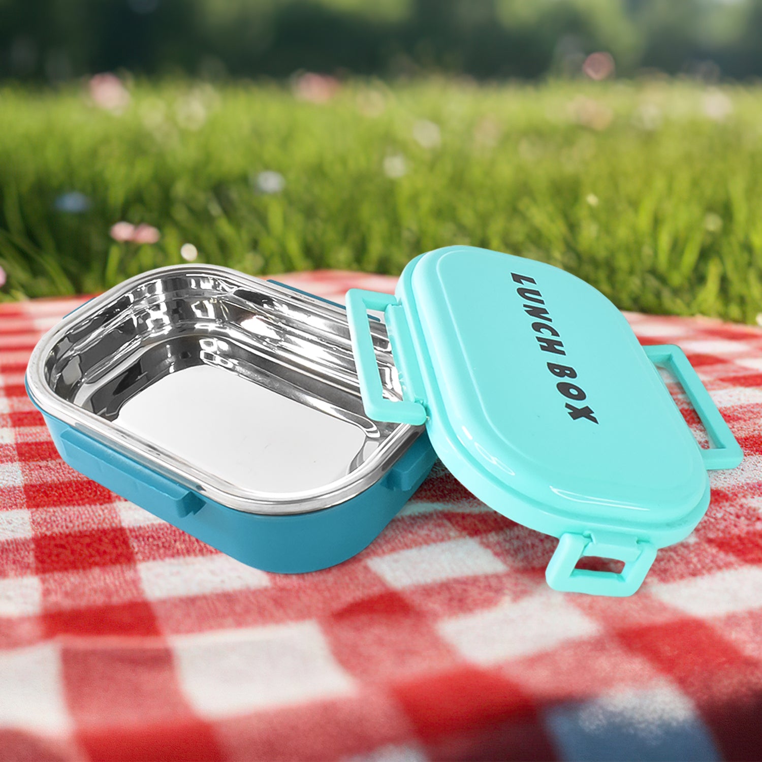3 In 1 Spicy Bite Stainless Steel Lunch Box With Plastic Small Box Spoon (1 Set) - Springkart 