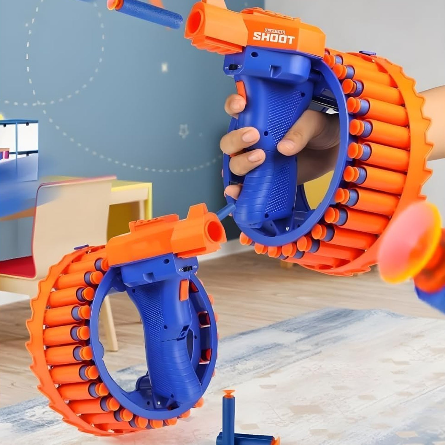 17921 Amazing Toy Gun Electric Gun For Children 28 Soft Bullets For Youth Safety Childrens Electric Hand Ring Wheel Soft Bullet Gun Gift Toys - Springkart 
