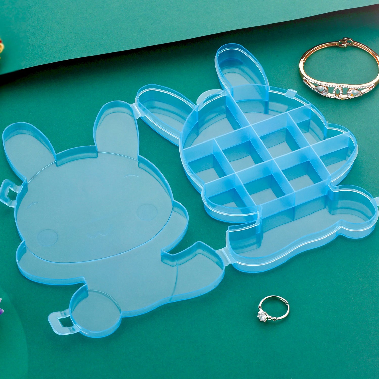 6557 Transparent Cartoon Bear Clear Plastic Storage Box Jewelry Box Jewelry Organizer Holder Cabinets For Small Objects (1 Pc) - Springkart 
