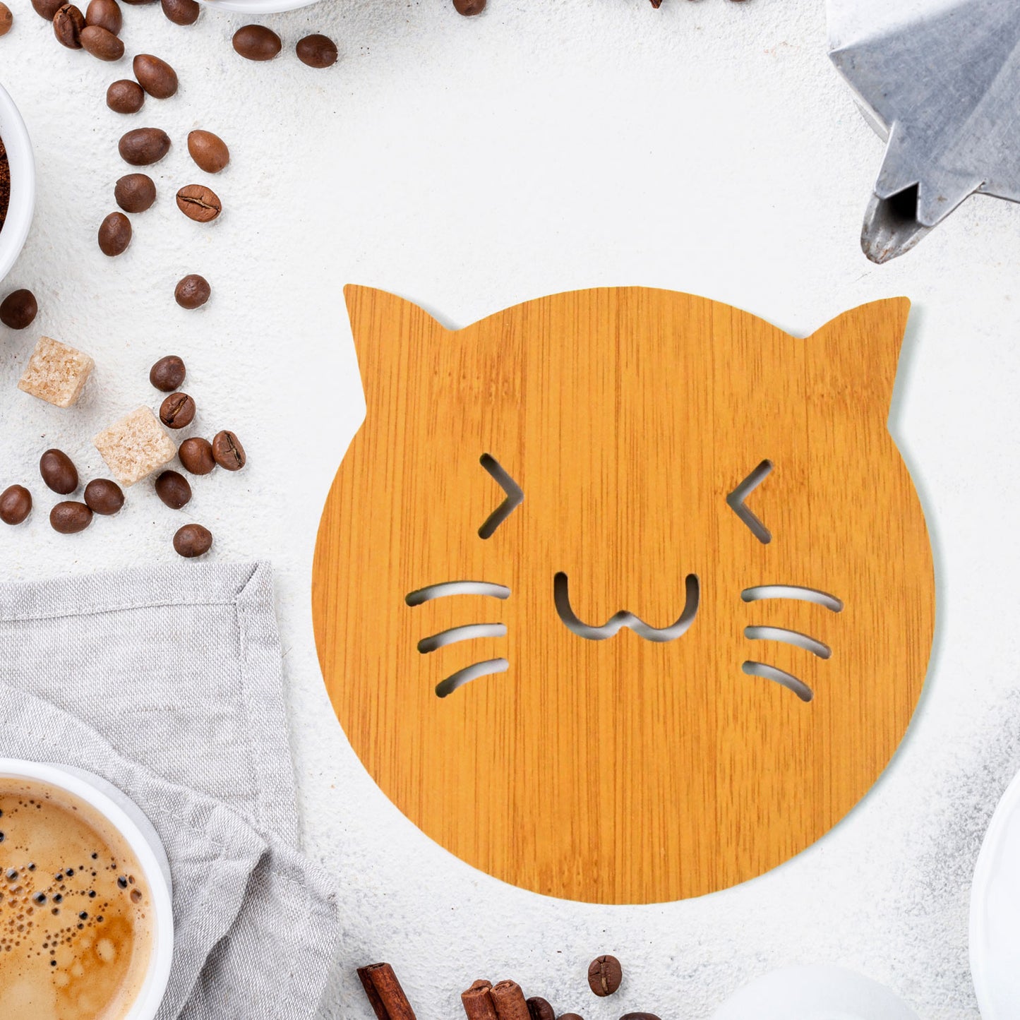 Square Bamboo Wood Table Place Mat Hot Pot Cup Mat Tea Coaster(1414 Cm 1 Pc) - Springkart 