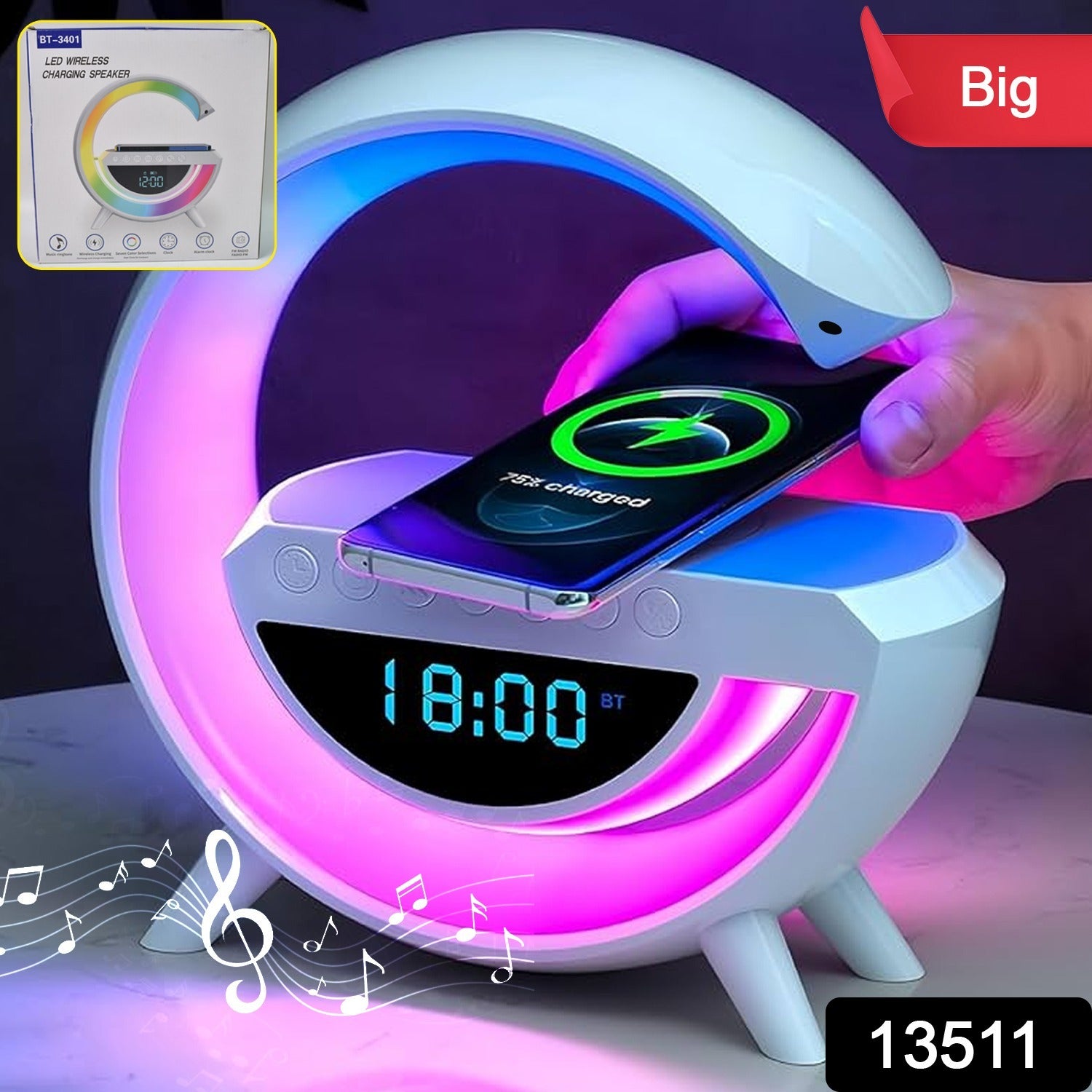 G Lamp Speaker - 3-in-1 Bluetooth Speaker With Fast Wireless Charging (1 Pc) - Springkart 