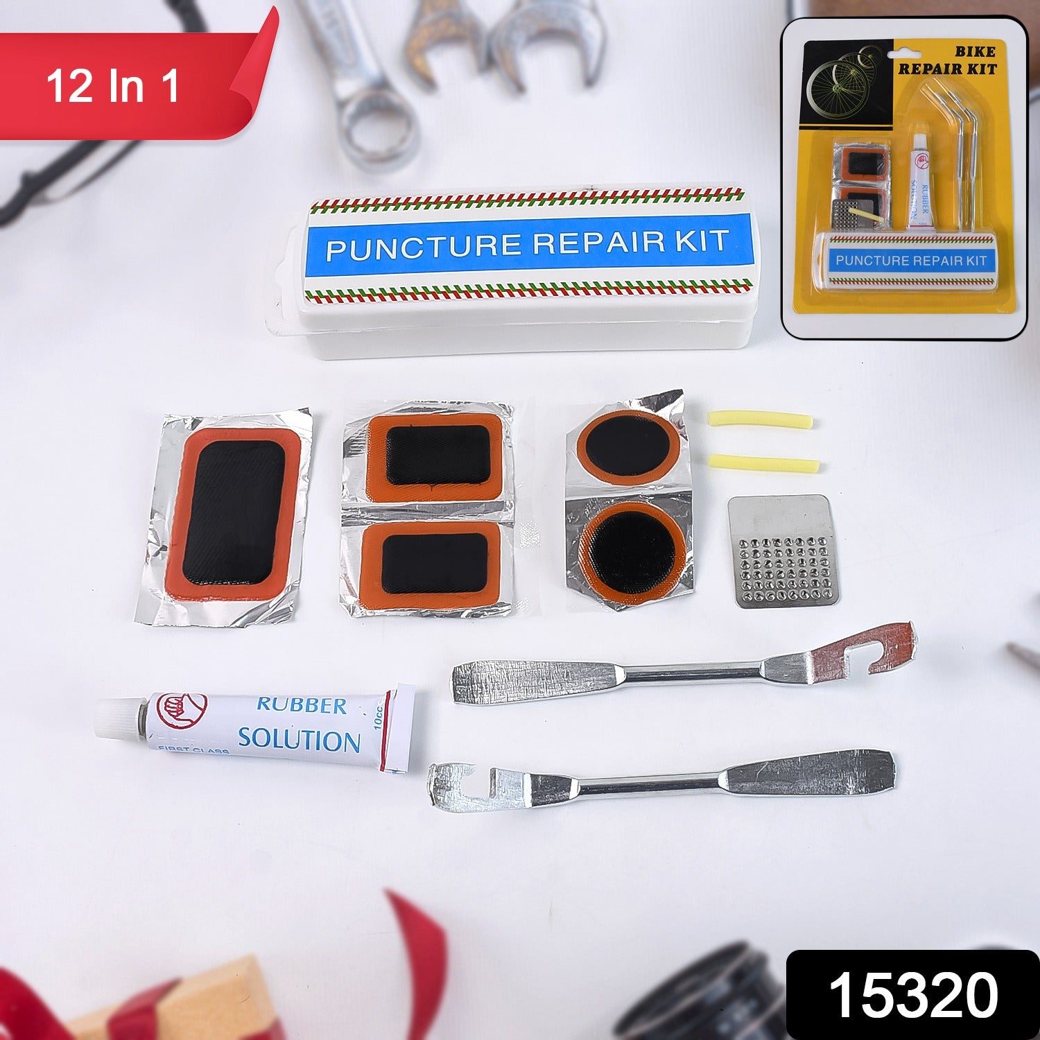 Bicycle Tire Repair Kit Puncture Repair Set With Adhesive Portable Tools - Springkart 