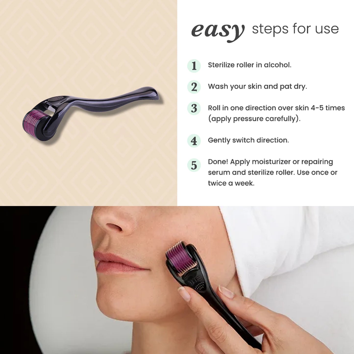 6602 Derma Roller Anti Ageing And Facial Scrubs Polishes Scar Removal Hair Regrowth (1mm) - Springkart 