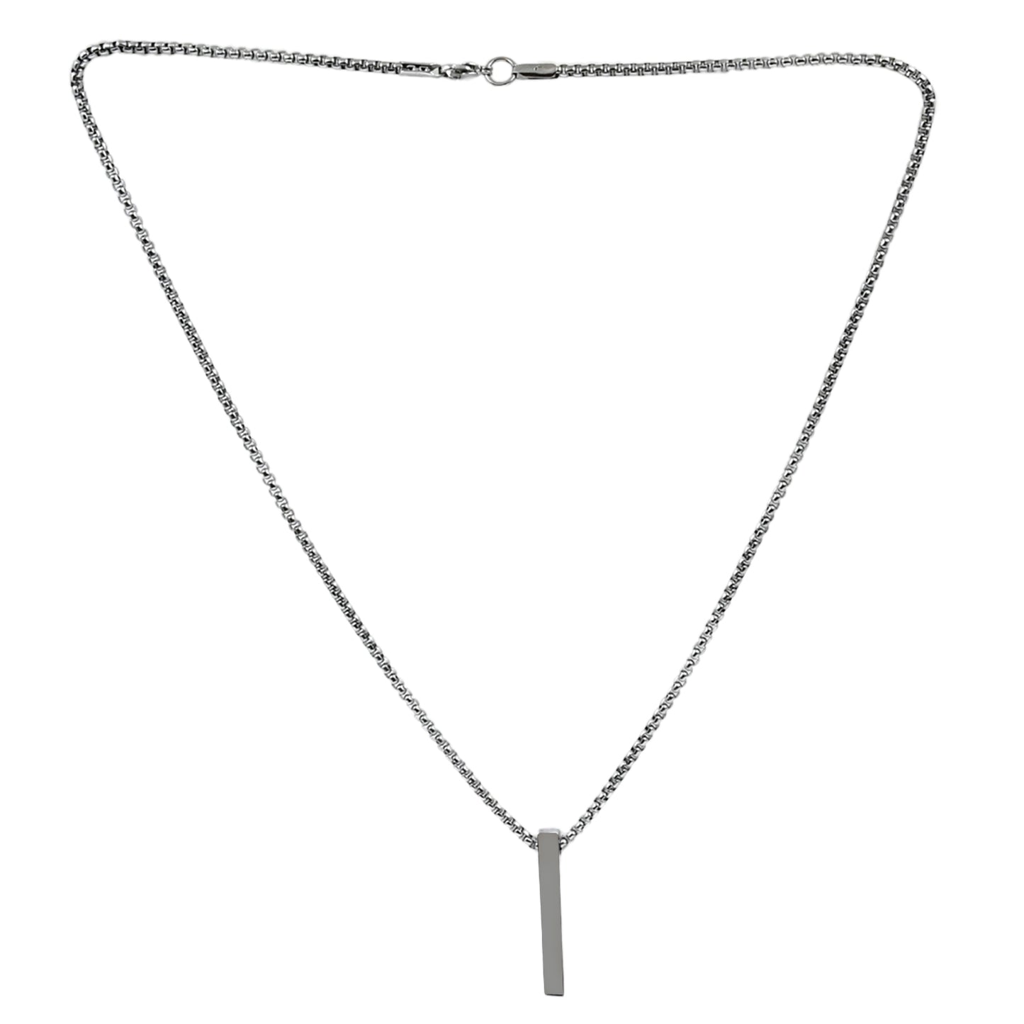 Stainless Steel Plain Stick Shape Locket With Chain (1 Pc) - Springkart 