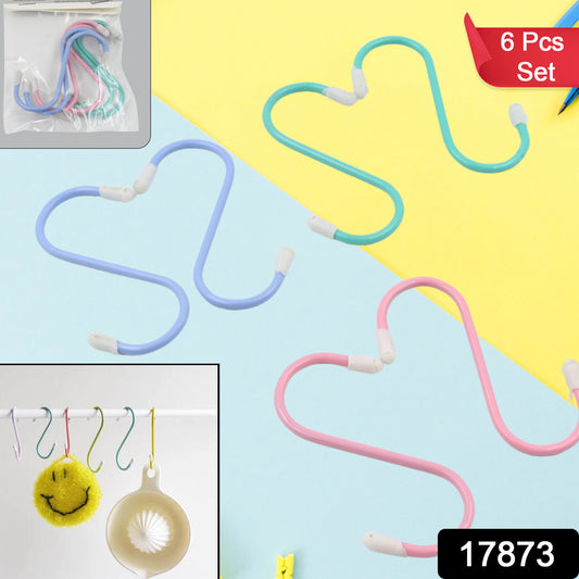 17873 S Shape Metal Hooks For Hanging Heavy Duty S Shaped Hooks For Hanging Clothes Metal Hooks For Kitchen Wardrobe Work Shop Bathroom Garden Office (6 Pcs Set) - Springkart 