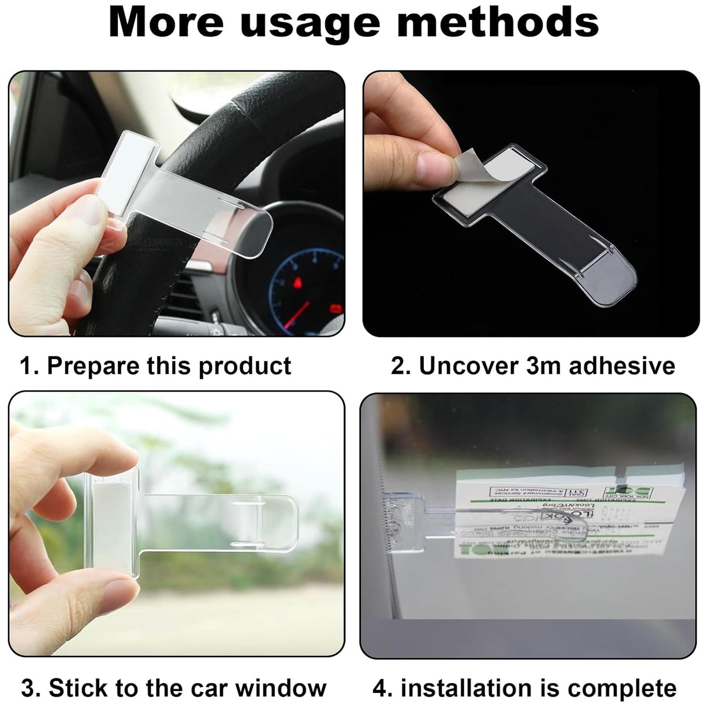 Windscreen Cardholder Fastag Stand Transparent Ticket Holder Car (2 Pc Set)