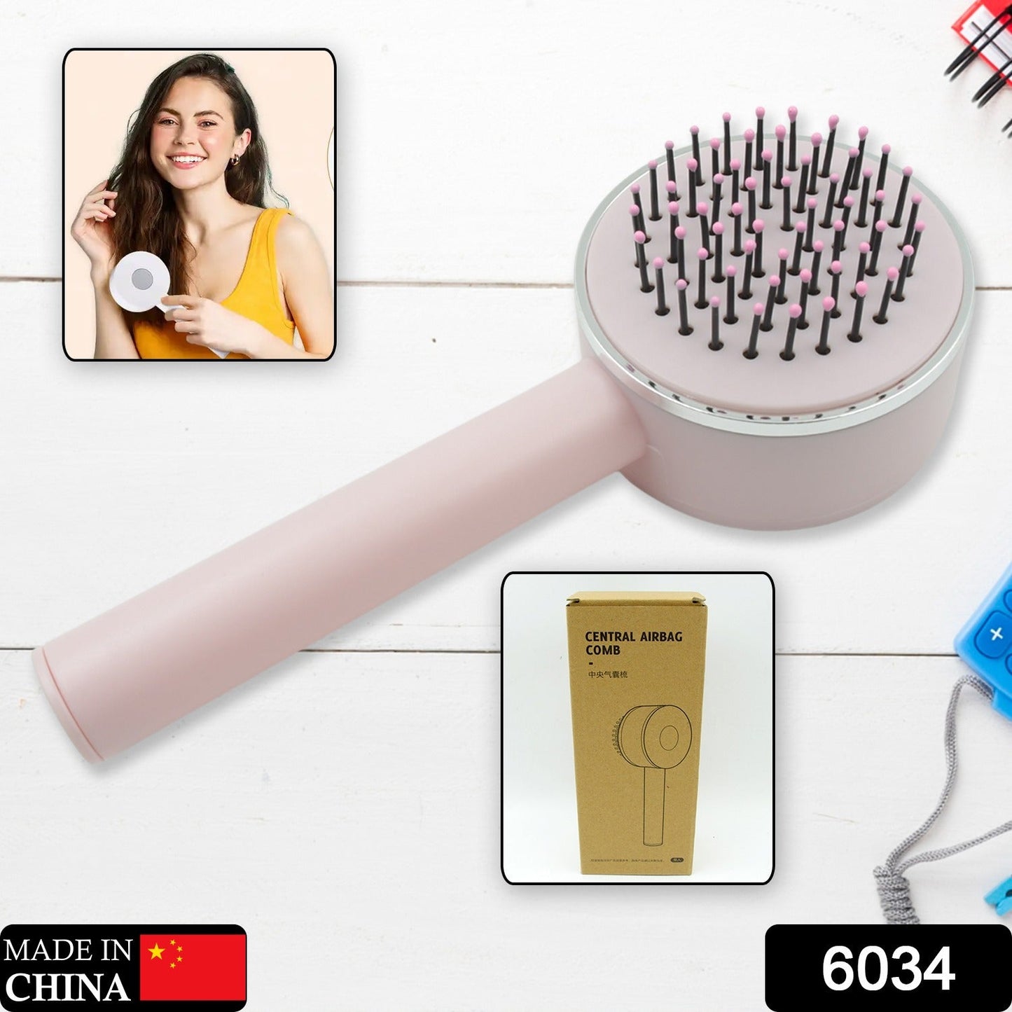 Air Cushion Massage Brush, Airbag Massage Comb with Long Handle, Self-Cleaning Hair Brush, Detangling Anti-Static for All Hair - Springkart 