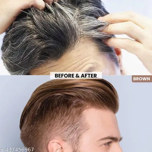 VIP Hair Color Shampoo 180 ml x 2 Natural Brown | Ammonia free | Long lasting 3 in 1 instant grey hair color solution