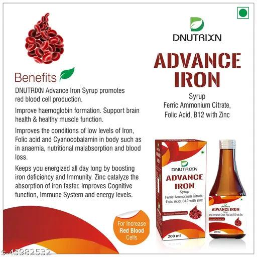 Advance Iron Syrup with Zinc and Folic Acid - 200ml For Boost Immunity and Enhance Energy (Pack of 2)