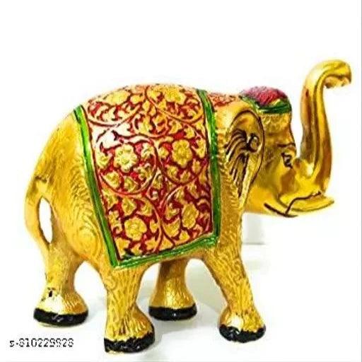 Metal Elephant Statue Multicolor for Your Home, Office Decorative Showpiece - 9 cm (Aluminium, Gold) - Springkart 