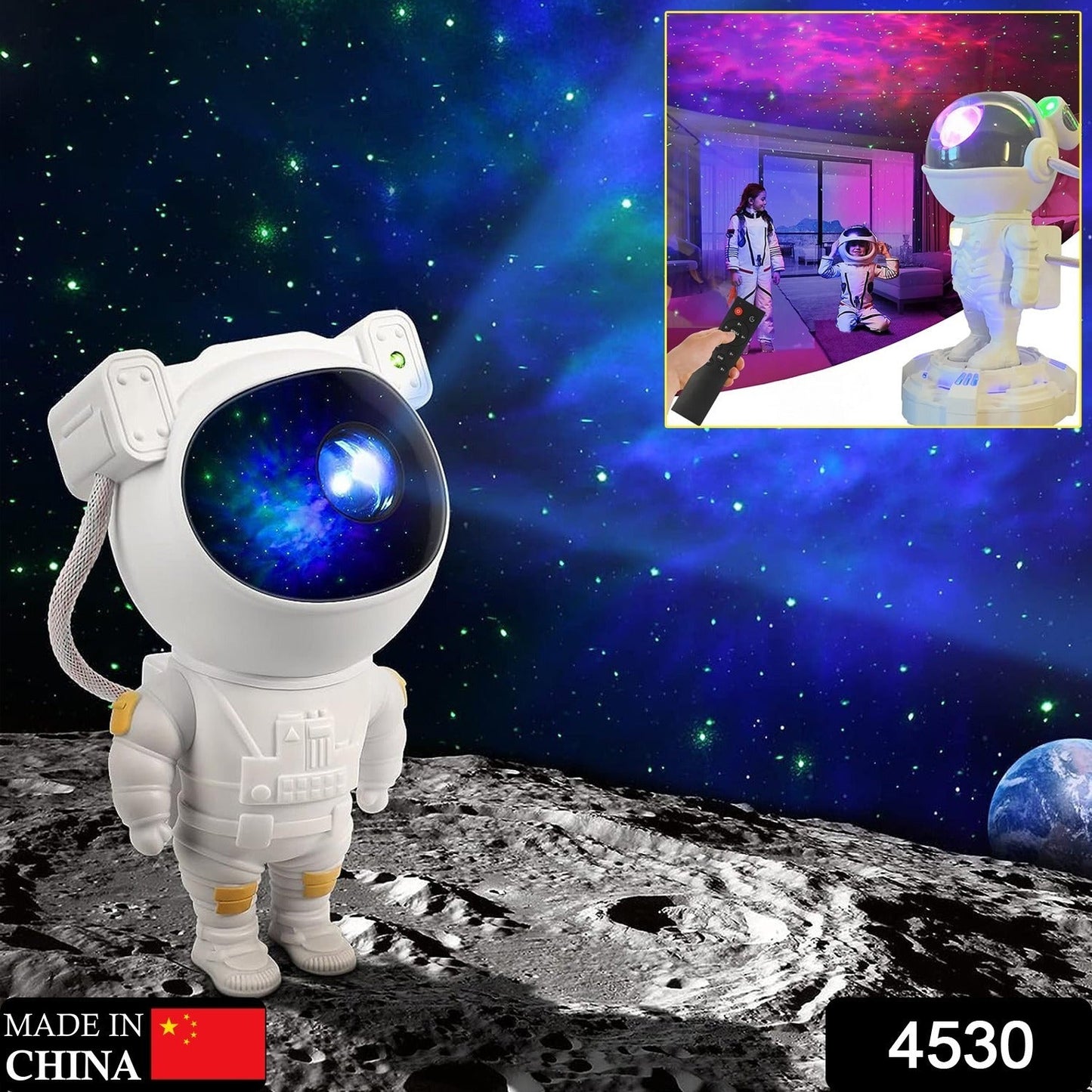 Robot Sky Space Stars Light Astronaut Galaxy Projector, Night lamp, Bedroom, Kids, Projector, Remote Control, Star Projector Will Take Children's to Explore The Vast Starry Sky for Adults, raksha bandhan, Diwali Gift - Springkart 
