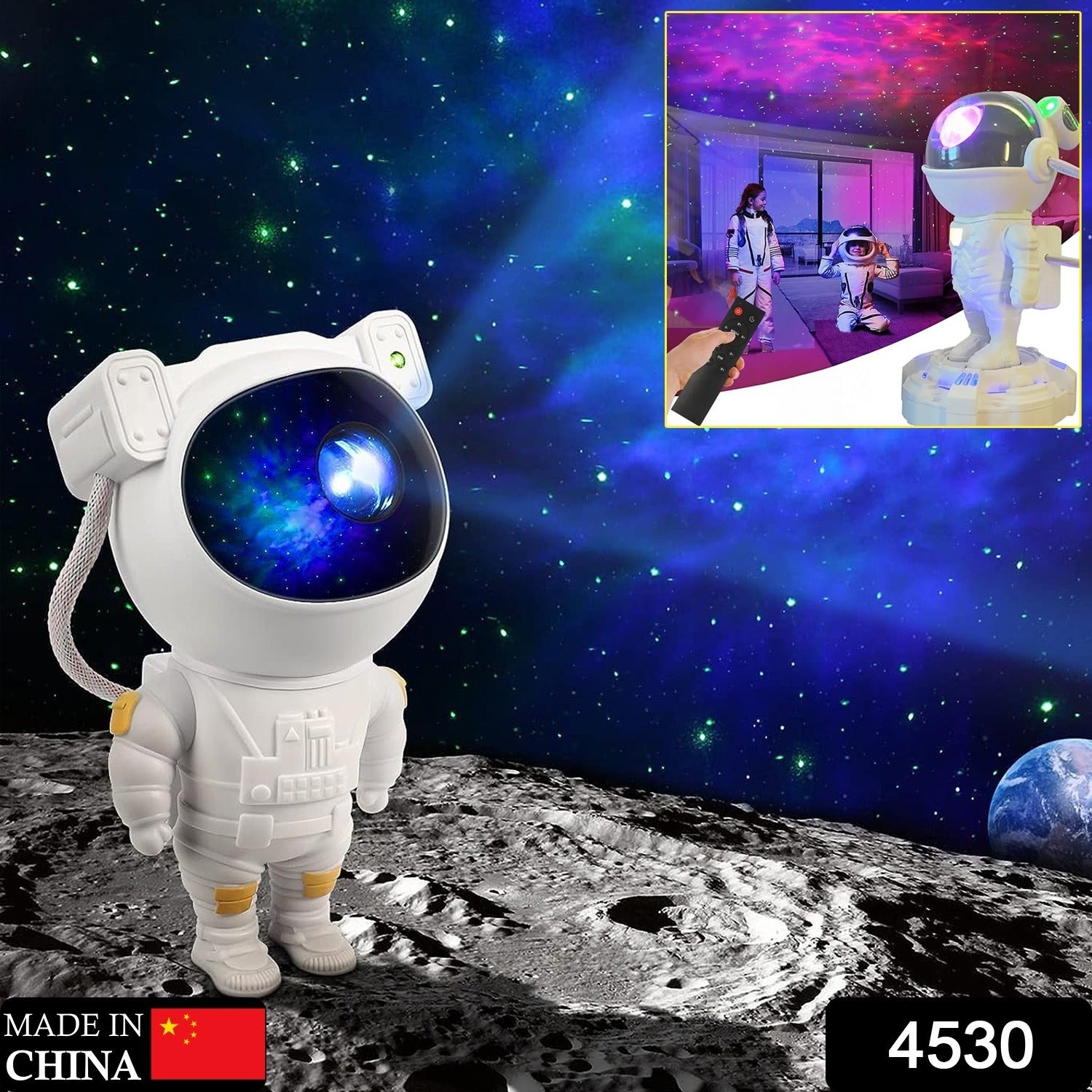 Robot Sky Space Stars Light Astronaut Galaxy Projector, Night lamp, Bedroom, Kids, Projector, Remote Control, Star Projector Will Take Children's to Explore The Vast Starry Sky for Adults, raksha bandhan, Diwali Gift - Springkart 