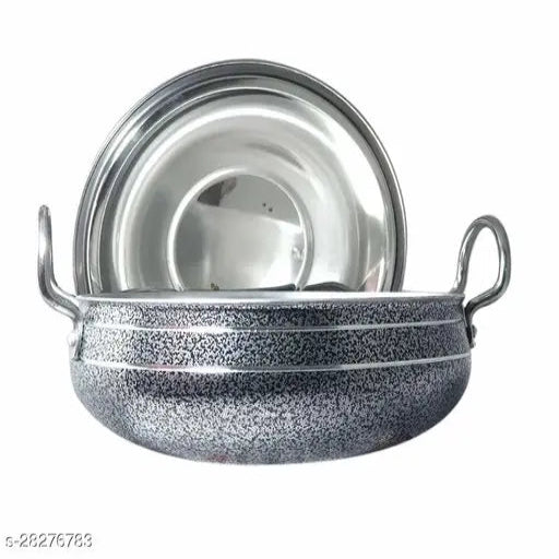 Bartan Hub  Cook and Serve Kitchen Handi With Lid (2500 ml , Aluminium Made with Hammer Coating) Kadhai 23 cm with Lid  (Aluminium)