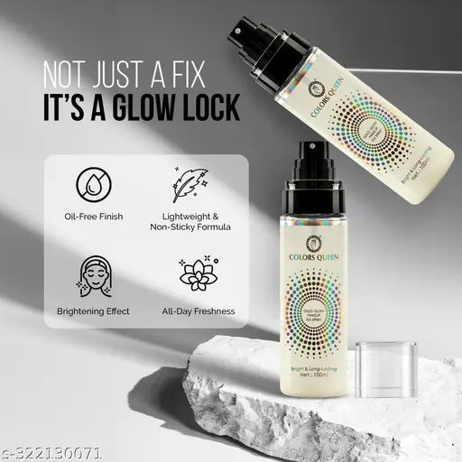 Colors Queen Gold Glow Long Lasting Makeup Setting Spray with Aloe Vera Extracts – 100 ml