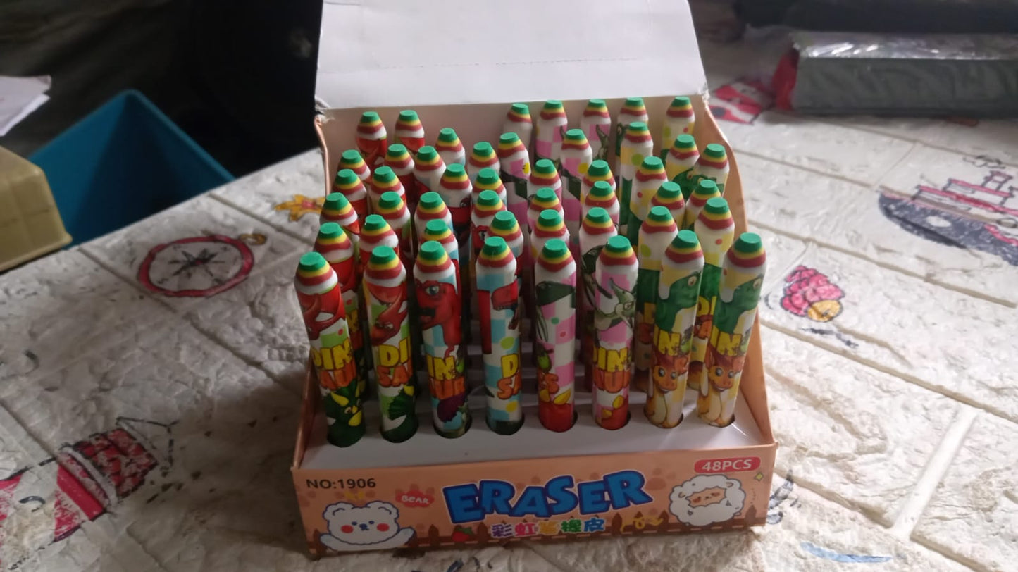 Fancy Erasers for Kids in Different Shapes – Rainbow Erasers, Stationery Gift for Kids Pencil Shaped Eraser for Children School Kids/Birthday Return Gift for Children (48 Pcs Set) - Springkart 
