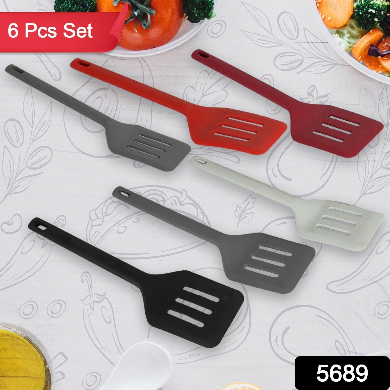 Multipurpose Silicone Spoon, Silicone Basting Spoon Non-Stick Kitchen Utensils Household Gadgets Heat-Resistant Non Stick Spoons Kitchen Cookware Items For Cooking and Baking (6 Pcs Set) - Springkart 