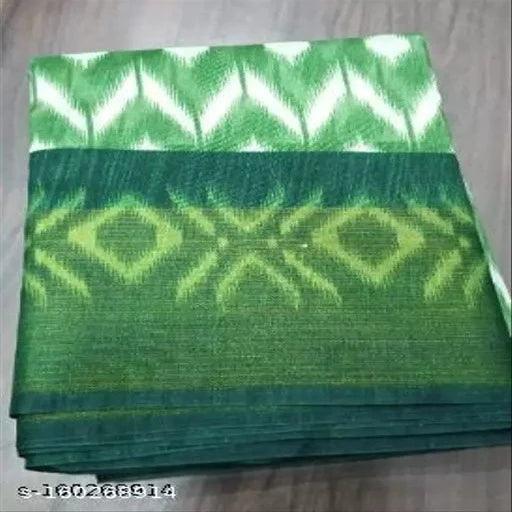 Cotton Green Saree With Blouse - Springkart 