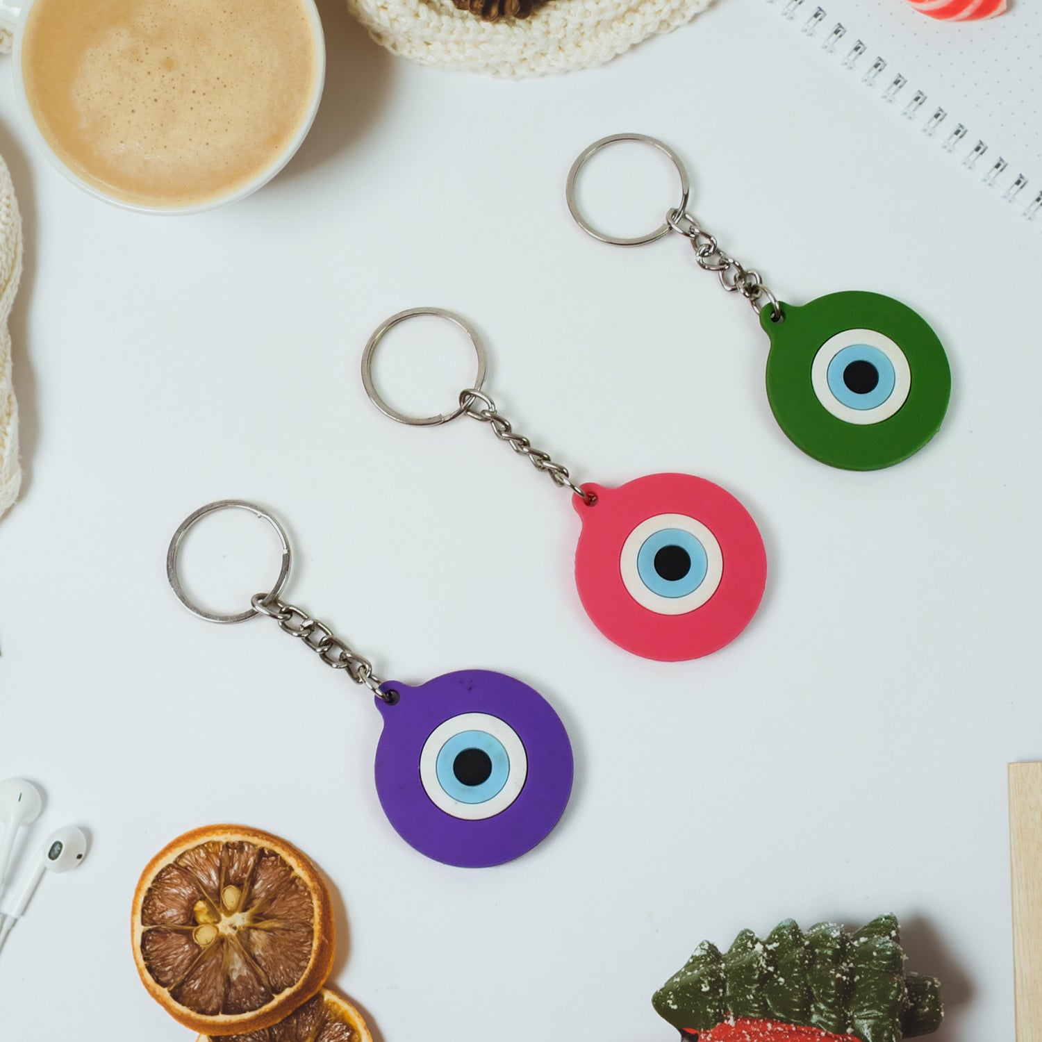 Evil Eye Rubber Silicone Keychain (1 Pc Mix Color) - Springkart 