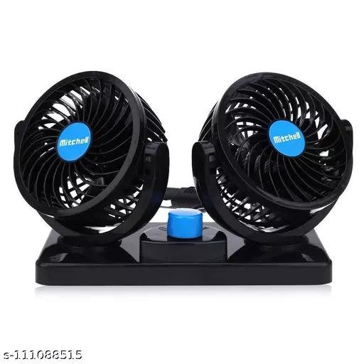 12V Electric Car Fan 360 Degree Rotatable 2 Speed Dual Head Auto Cooling Fan (2 Heads) - Springkart 