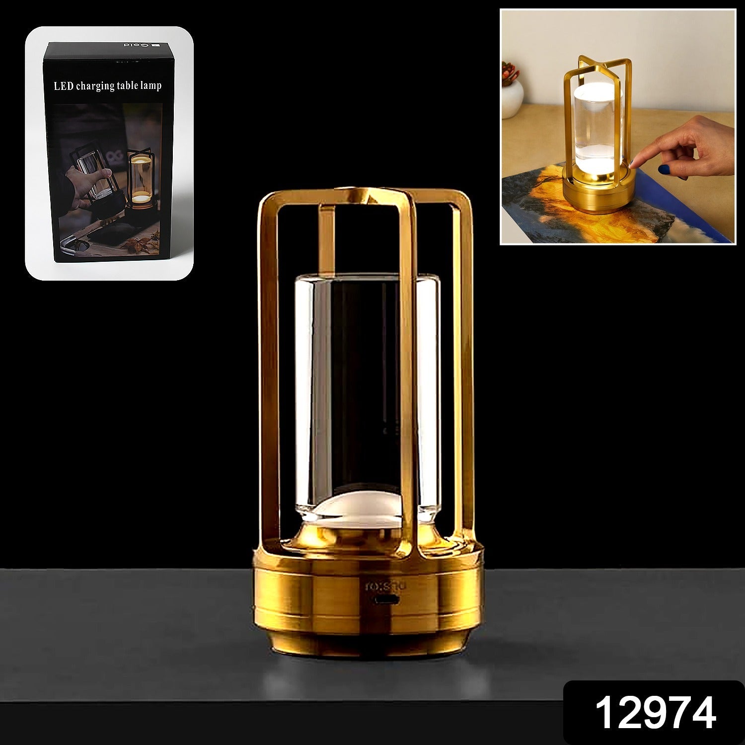 Crystal Lantern Lamp, Crystal Lantern Table Lamp, 3 Colors Rechargeable Cordless Led Lights for Restaurant / Bedroom Lights (1 Pc) - Springkart 