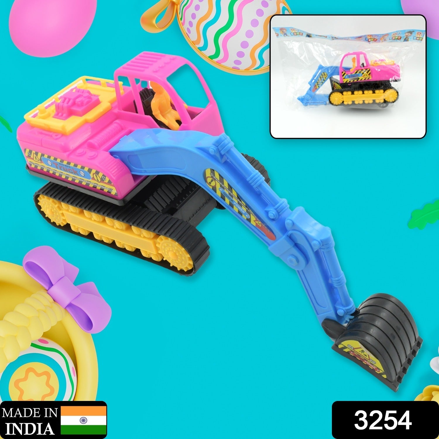 Friction Powered Construction JCB for Kids, Plastic Moving Smooth, Construction Vehicles for Kids | Construction Toy | Pull Back | Toys Mini Construction Series (1 Pc) - Springkart 