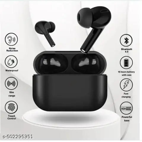 Earpods Pro Black with Case True Wireless Bluetooth Earphones with 3 Hours of Playtime & Compatible for all Smartphones (Black) TWS. BEST GOOD QUALITY HIGH QUALITY