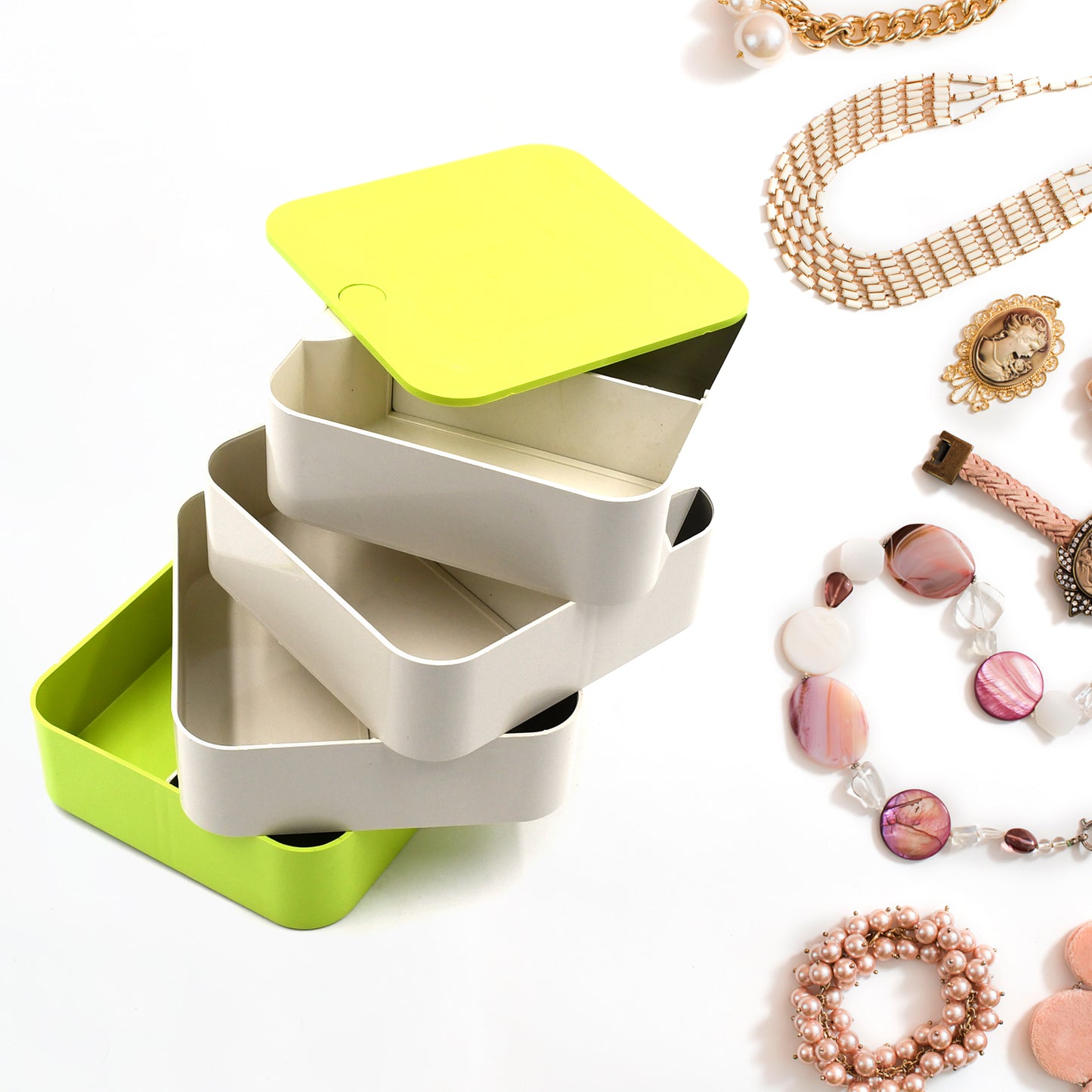 4700 4 Layers Jewelry Box 360 Degree Rotating Jewelry Box Jewelry And Earring Organizer Box Accessory Storage Box - Springkart 